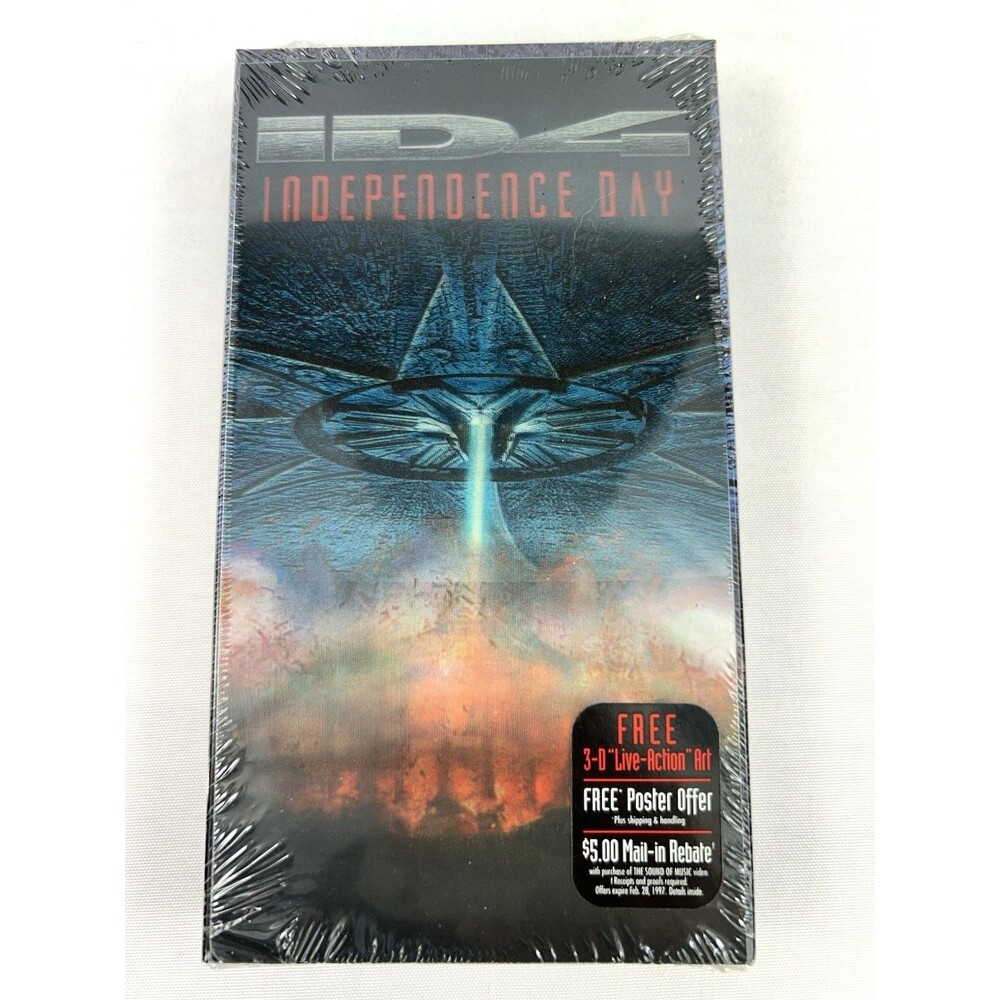 Independence Day VHS 1996 Will Smith Jeff Goldblum HOLOGRAM CASE New Sealed